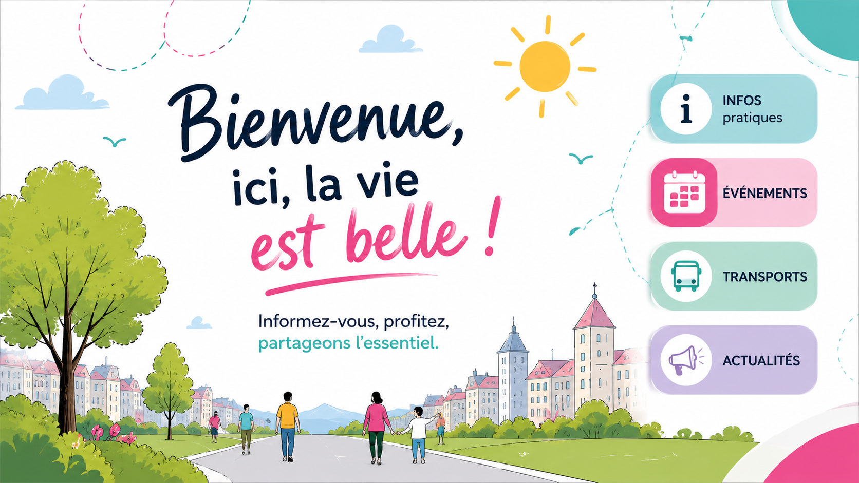 Exemple de visuel d'accueil prêt à être diffusé sur un écran